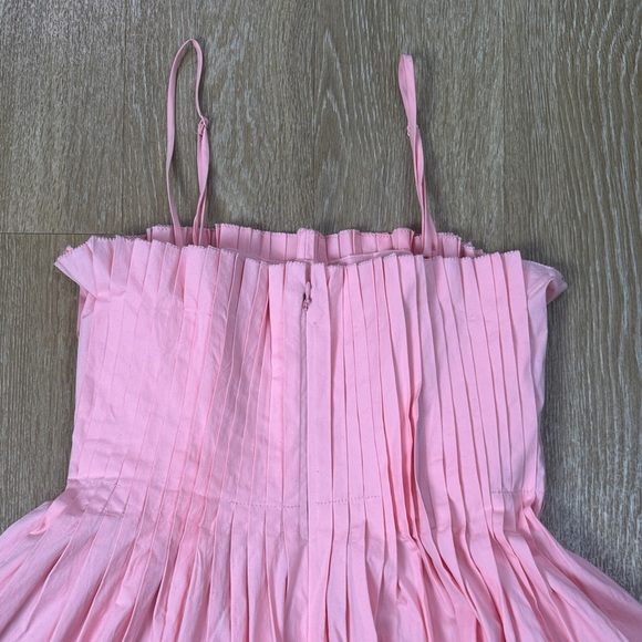 Staud Bella Pleated Fit and Flare Pearl Pink Mini Dress size 10 - Picture 7 of 10